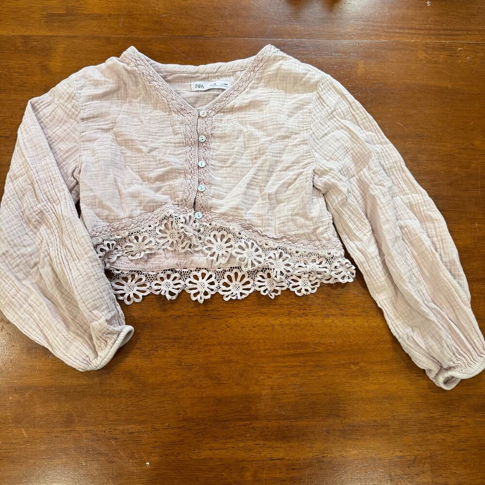 Zara pink‎ long sleeve half top very short